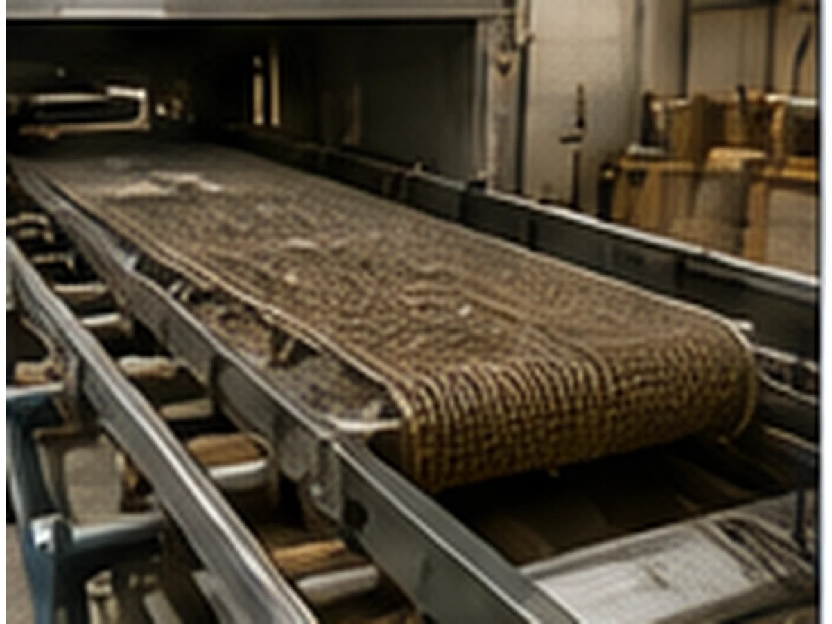 Balanced Weave Conveyor Belt installed in an industrial oven conveyor