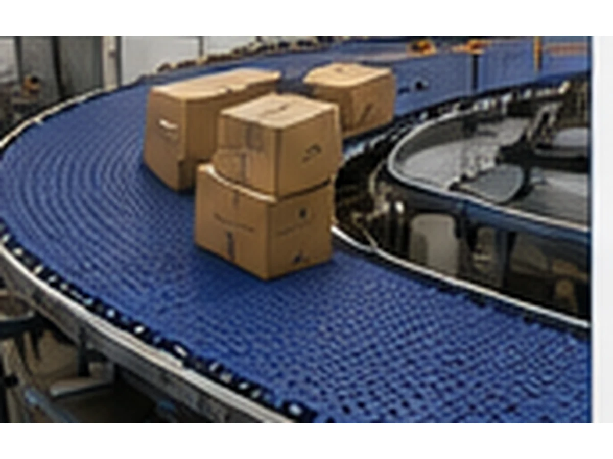 Plastic Modular Conveyor Belt installed on a curved conveyor